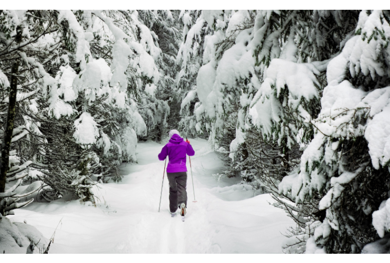 Woman walk snow carousel 800x500